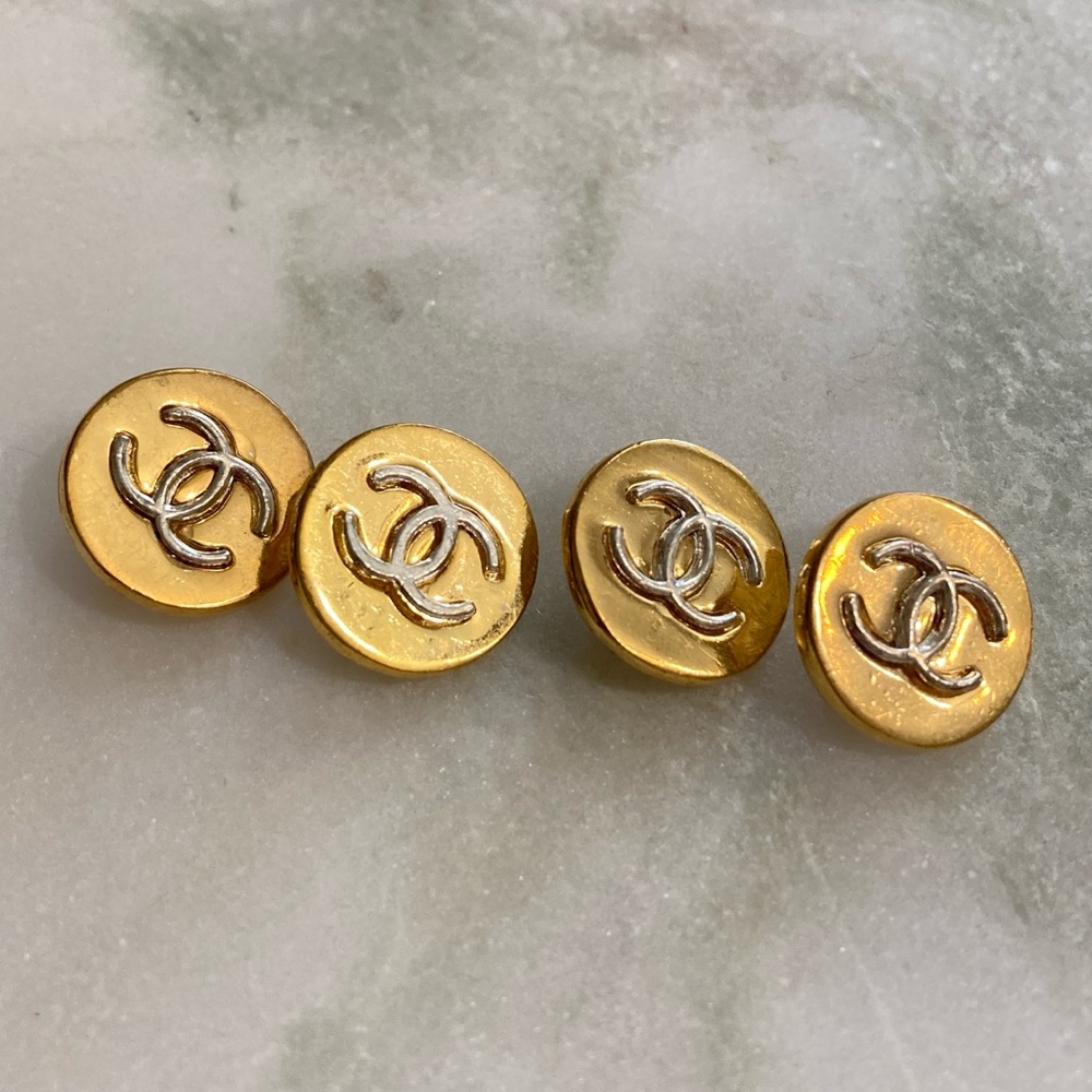 4 Vintage Chanel Buttons Gold Silver
